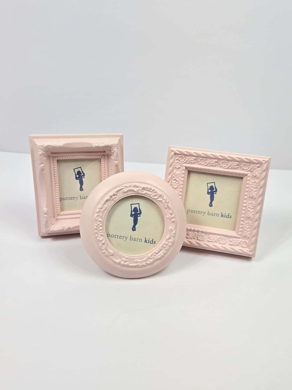 Pottery Barn Kids Pink Magnetic Picture Frames Set of 3 Shabby Chic Floral